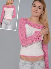 Белый с розовым пуловер, фото