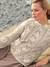 Бежевый пуловер с ажурным узором, фото