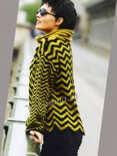 Двухцветный пуловер с зигзагообразными узорами, фото