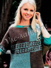 Джемпер спицами коричнево-сизый, фото