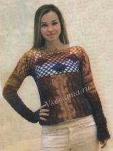 Яркий свитер с ажурной кокеткой, фото