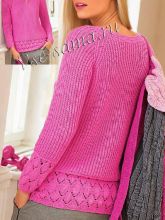 Ярко-розовый пуловер с патентным узором, фото