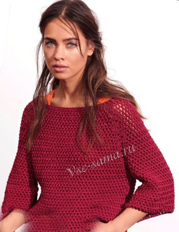 Красный пуловер реглан, фото