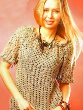 Льняной пуловер крючком, фото