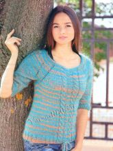 Меланжевый пуловер из мохера, фото