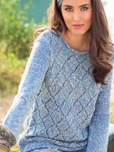 Меланжевый пуловер с узором из ромбов, фото