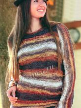 Меланжевый пуловер со складками, фото