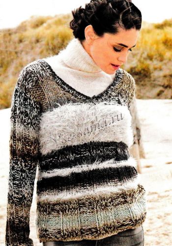 Модный пуловер с v-образным вырезом, фото
