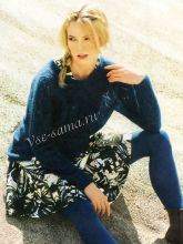 Мохеровый пуловер изумрудного цвета, фото