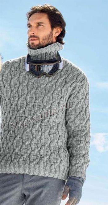 Мужской пуловер с воротником гольф, фото