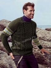 Мужской жаккардовый пуловер с косами, фото