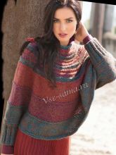 Пончо спицами в полоску, фото