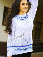 Пуловер белого цвета с вышивкой, фото