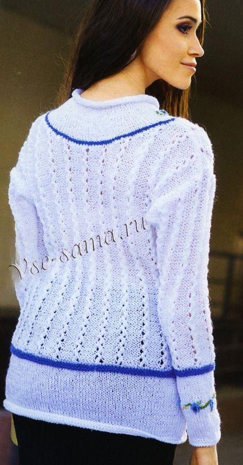 Пуловер белого цвета с вышивкой, фото 2