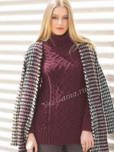 Пуловер гольф с узором из кос