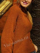 Пуловер и берет коричневого цвета, фото