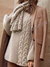 Пуловер и шарф из кос, фото