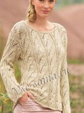 Пуловер с ажурным узором из кос, фото