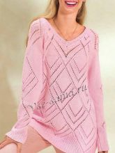 Пуловер с ажурным узором из ромбов, фото