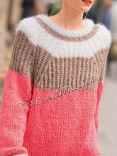 Пуловер с белой вставкой из фасонной пряжи, фото