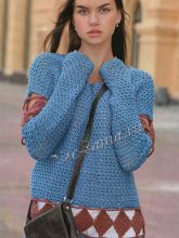 Пуловер с декором из ромбов