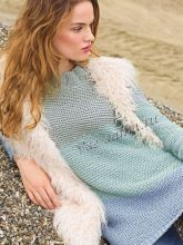 Пуловер с интарсиями прохладных оттенков, фото