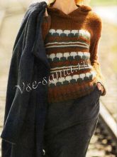 Пуловер с капюшоном рыже-серого цвета, фото