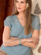 Пуловер с короткими рукавами с кокеткой в полоску, фото