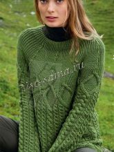 Пуловер с круглой кокеткой с узорами, фото