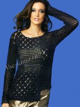 Пуловер с легким блеском, связанный крючком, фото