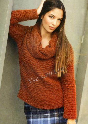 Пуловер с плетеным узором, фото