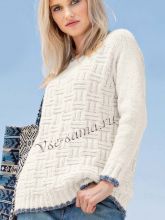 Пуловер с рельефным узором из натуральной шерсти, фото