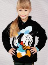 Пуловер с рисунком уточки, фото модели