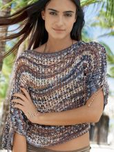 Пуловер с рукавами летучая мышь спицами, фото