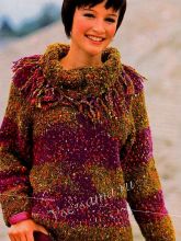 Пуловер с рукавами реглан и большим воротником, фото