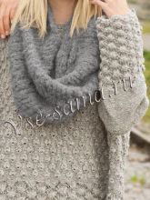 Пуловер с шапкой и шарфом-петлей, фото