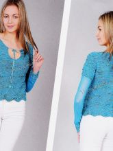 Пуловер с шифоновыми рукавами, фото