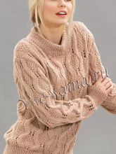 Пуловер с узором из ромбов песочного цвета, фото