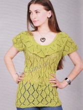 Пуловер с узором ромбы и воротником, фото