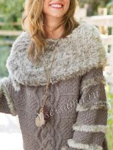 Пуловер с воротником из искусственного меха, фото