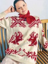 Пуловер с жаккардом: бык, фото модели