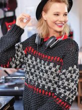 Пуловер с жаккардовым узором и крупной вязкой, фото