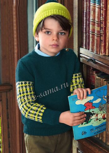 Пуловер с жаккардовыми рукавами, фото