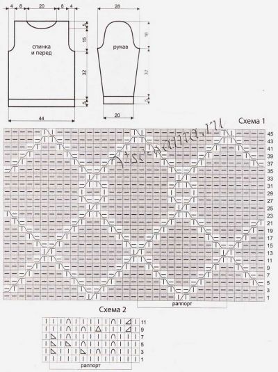 Схемы и выкройка для вязания серого пуловера