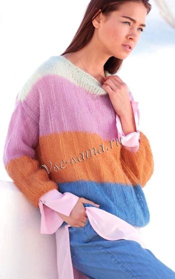 Пуловер со смещённой резинкой, фото