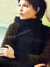 Пуловер спицами с узором - спущенные петли, фото