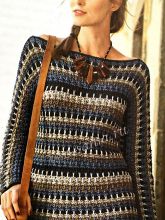 Пуловер в полоску с цельновязаными рукавами, фото