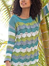 Пуловер в полоску с волнистым узором, фото