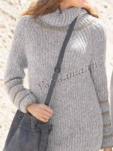 Пуловер в цветную полоску с полупатентным узором, фото модели