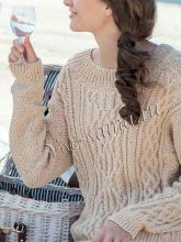 Пуловер женский спицами с косами, фото